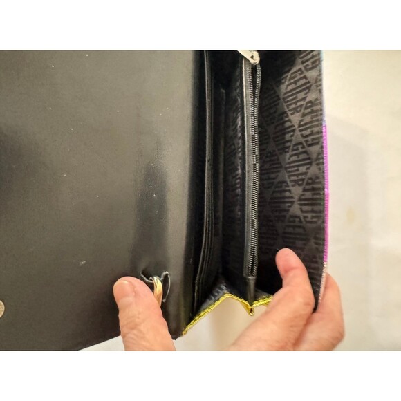 KURT GEIGER LONDON KENSINGTON WALLET ON CHAIN metallic leather preloved - Picture 10 of 12